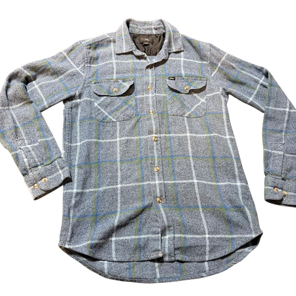 Obey Shirt Mens Small Gray Plaid Flannel Long Sleeve Button Up Lined Casual